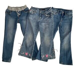 Girls Jeans Bundle Size 5 Revolt Floral & Jumping Beans Blue Denim Casual Pants